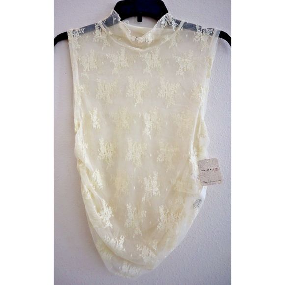 Intimately Free People OB1696716 Women Sz M Cream Nice Try Floral Lace Tank Top - Picture 1 of 9
